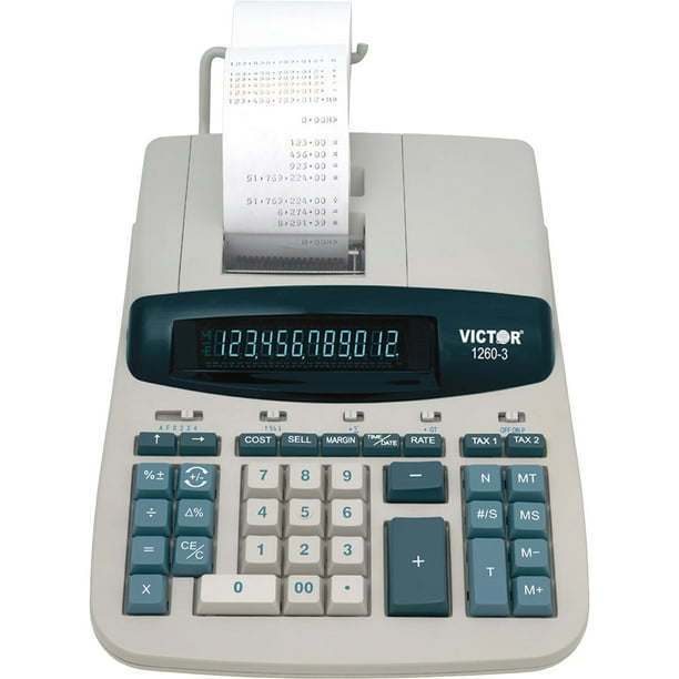 Victor 12603 12 Digit Heavy Duty Commercial Printing Calculator, White, Gray, 1 Each (Quantity
