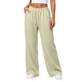 thumbnail image 3 of BUIGTTKLOP Womens Sweatpants Fleece Lined Wide Leg Sweat Pants Cotton Elastic Waisted Trousers with Pockets, 3 of 8