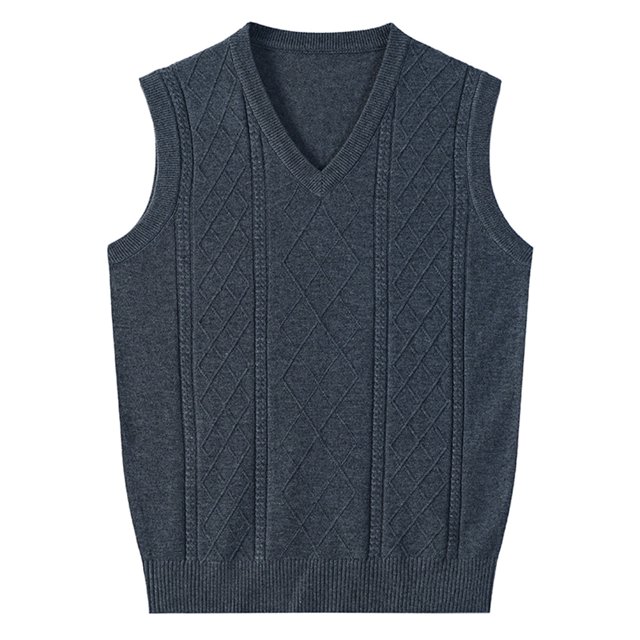 pstuiky Camiseta sin mangas para hombre, Suéter elástico de cuello redondo tejido en color liso para hombre Chaleco de hombre xxxl
