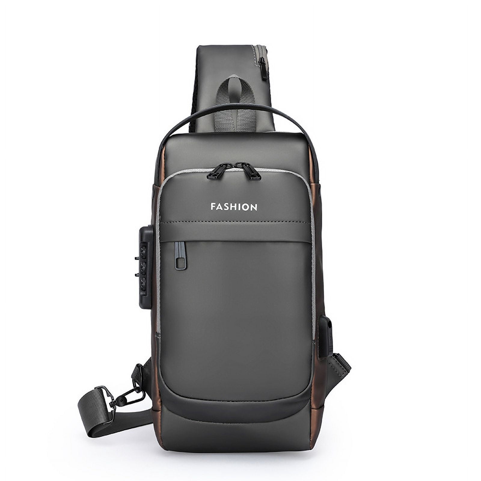 Travel Sling Bag Waterproof Crossbody Bag with Combination Lock Anti-Theft PU Leather Chest Bag with USB Charging Hole Shoulder Backpack Motorcycle Bags