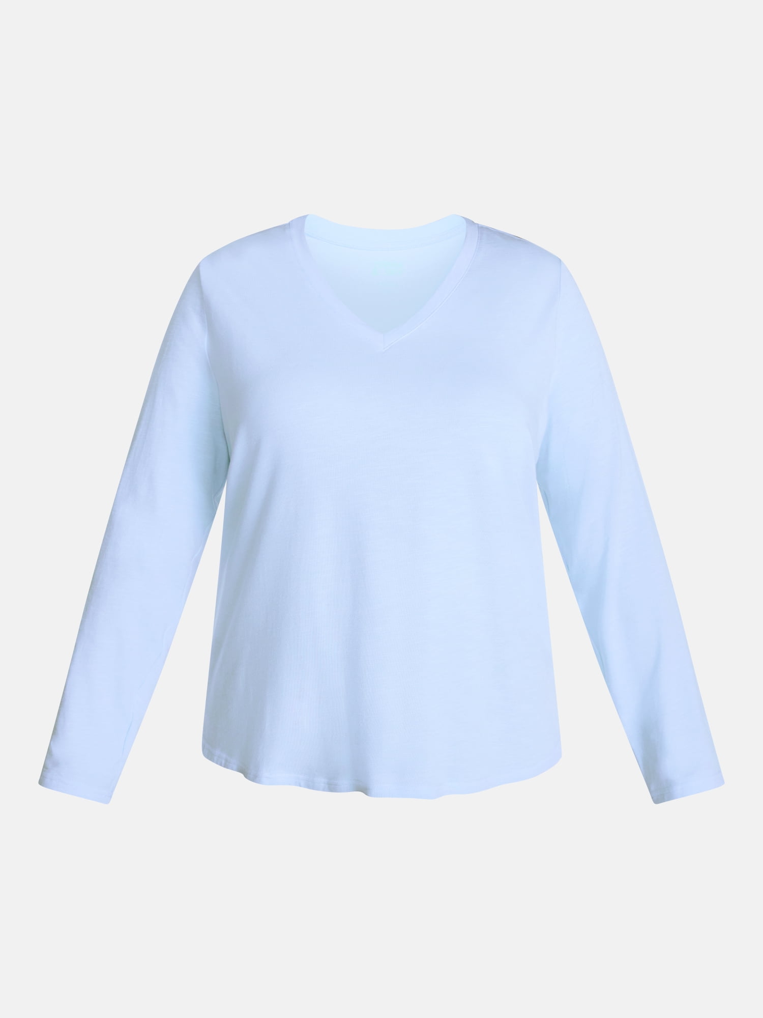 Terra & Sky Women's Plus Size V Neck Tee with Long Sleeves, Size 0X-5X