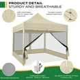 thumbnail image 3 of HOTEEL 10x10 Heavy Duty Canopy Tent, Pop up Canopies with Netting Screened ,Waterproof Ez up Canopy with Sidewalls, Outdoor Instant Party Tent for Backyard,Khaki, 3 of 9