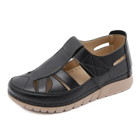 

Shoes for Women Faux Leather Hollow Closed Toe Fisherman Sandals Summer Casual Comfortable Slip On Walking Loafers