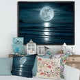 thumbnail image 2 of Designart 'Super Full Moon Over The Sea I' Modern Framed Canvas Wall Art Print, 2 of 5