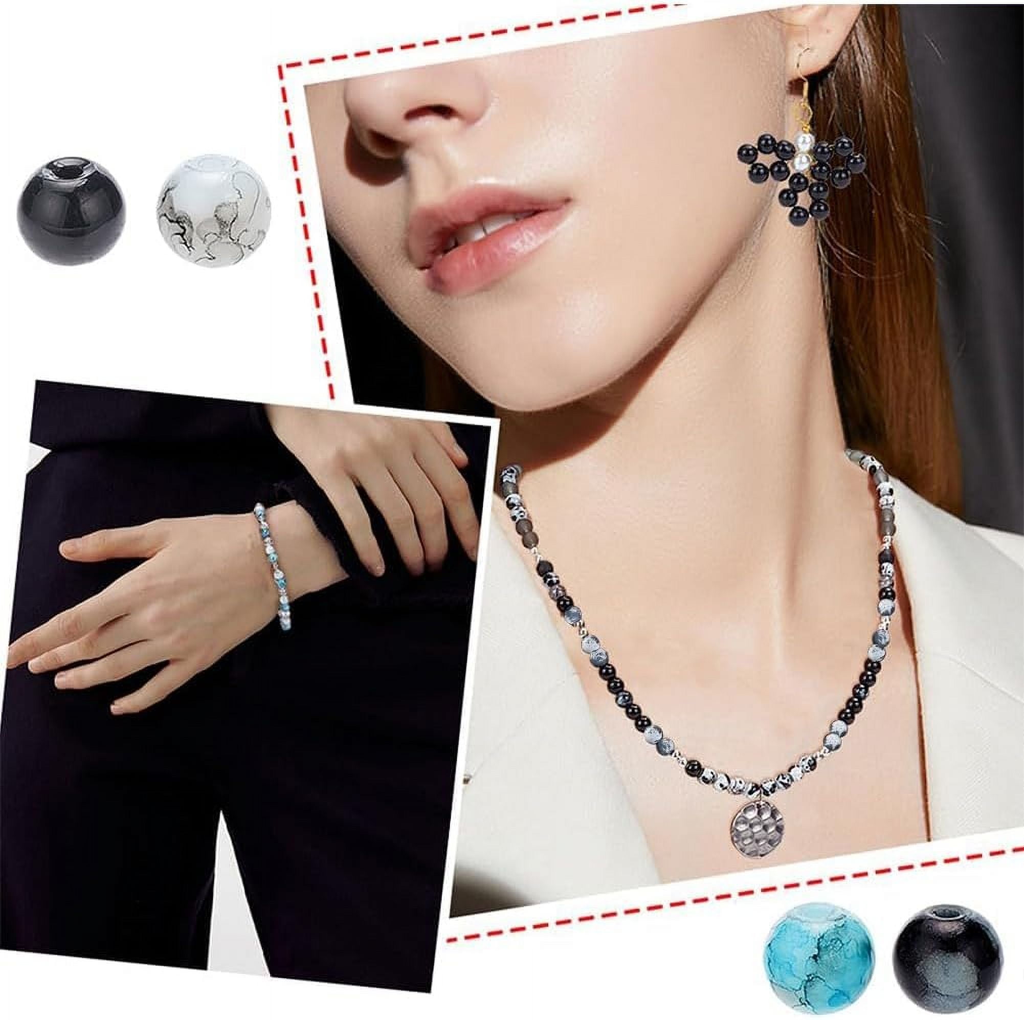 768pcs 6mm Round Glass Beads 24 Style Black White Bracelet Beads Marble Loose Beads Spacers DIY