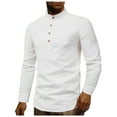 thumbnail image 2 of ZHOGXU Mens Shirt Long Sleeve Stand Collar Solid Color Buttons Fashion Comfortable Blouse For Casual Daily Wear,White,Xl, 2 of 7