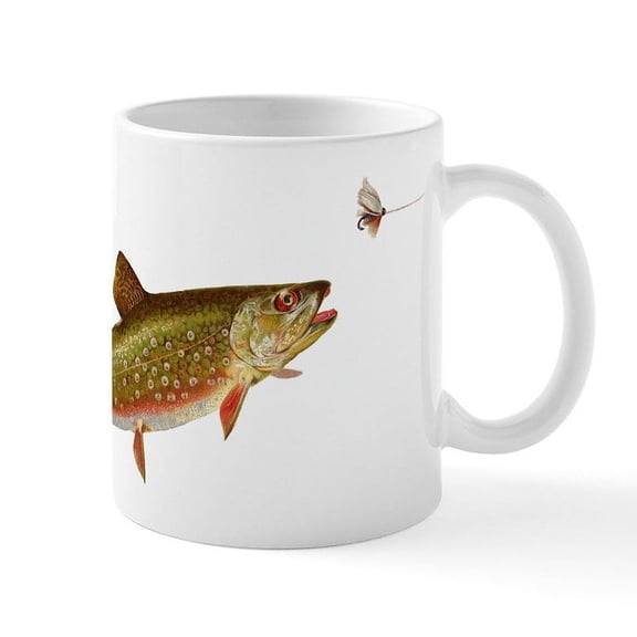 CafePress - Vintage Trout Fishing Illustration Mug - 11 oz Ceramic Mug - Novelty Coffee Tea Cup