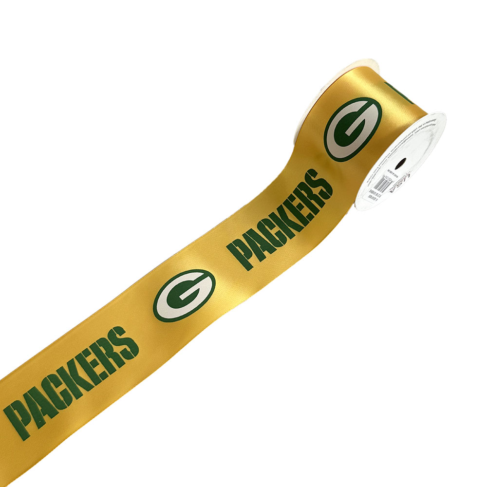 Packers Printed Ribbon 2 1/4"-Inch Width, 15 Foot Spool - USA Licensed Bows