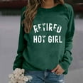 thumbnail image 2 of Ediodpoh Women's Fashion Casual Solid Color Loose Long Sleeve Letter Print Round Neck Pullover Hoodies for Women Green M, 2 of 5