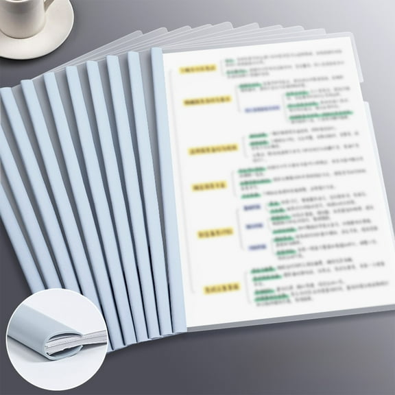 10pcs Clear Report Covers with Sliding Bar, Project Folders for A4 Size Paper, Student Transparent Exam Paper Folder Multiple Color Options Insert Rod Folder, Resume Binder for School Business