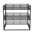 thumbnail image 2 of Queen over Queen over Queen Triple Bunk Bed Frame, Heavy Duty Detachable Bunk Beds for 3, Metal 3 Bunk Beds with Ladder & Guardrail for Teens Adults (Black), 2 of 8