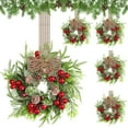 thumbnail image 2 of Dalrosia Mini Christmas Cabinet Wreaths Artificial Small Kitchen Wreath 9 Inch Mini Faux Garland with Burlap Ribbon for Vintage Farmhouse Rustic Retro Front Door Porch Indoor Outdoor Decor, 2 of 7