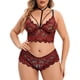 thumbnail image 1 of Gibobby Lencería sexy Conjunto de lencería de 2 piezas de talla grande para mujer con sujetador de tiras y bragas(Vino, 4XL), 1 of 5