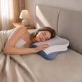 thumbnail image 4 of edx Queen Size Ergonomic Cervical Pillow for Pain Relief Sleeping, Contour Orthopedic Bed Pillow for Back Stomach Sleepers, Gray-Blue, 4 of 8