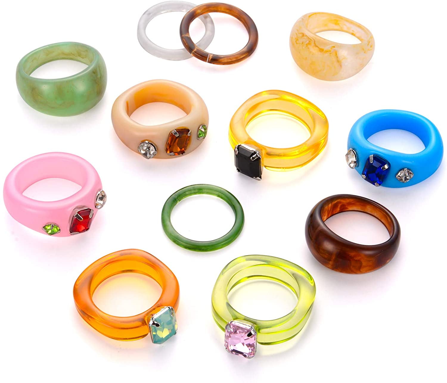Colorful Y2K Ring Set 4