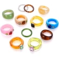 thumbnail image 1 of BMMYE 12 piezas de anillo de resina para mujer, estilo vintage, acrílico, color pesado, juego de anillos de plástico transparente, piedras preciosas, diamantes de imitación, anillo de diamante, anillos de 2 K para mujeres adultas, niñas, joyería de playa Ormromra WMZL-1663-1, 1 of 7
