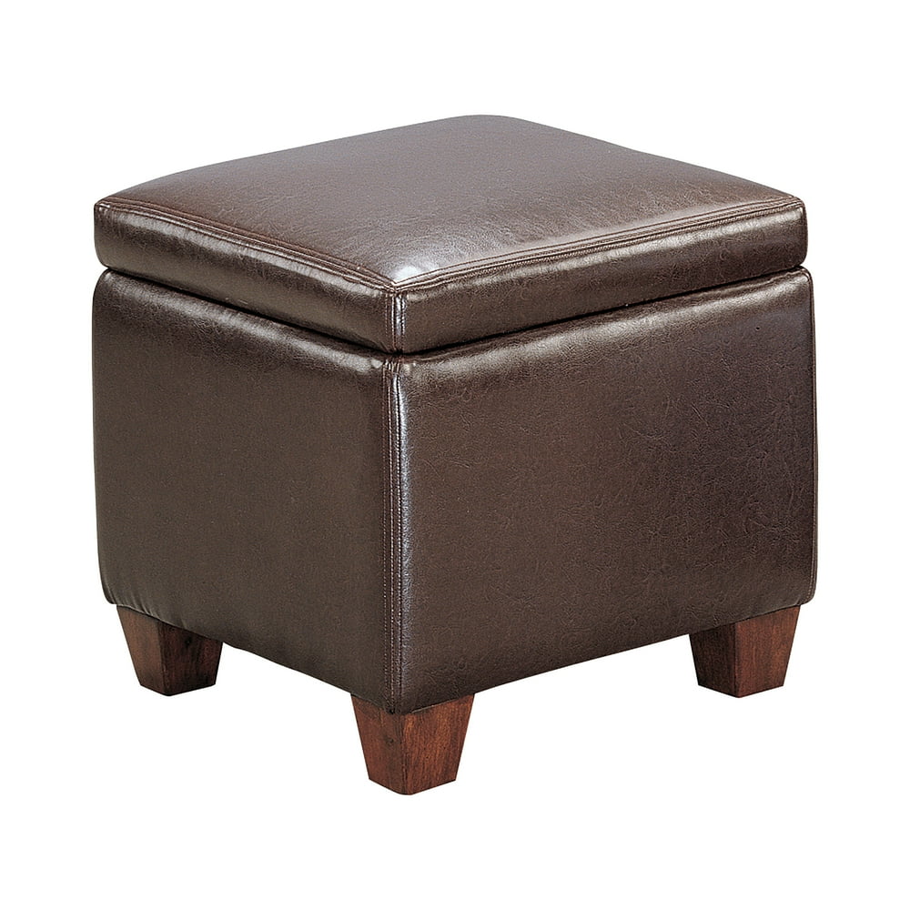 Cube Shaped Storage Ottoman Dark Brown
