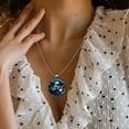 thumbnail image 3 of Starry Shark Glass Design Circular Pendant Necklace - Stylish Women's Fashion Jewelry by XYZ Brand, 3 of 5