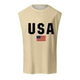 thumbnail image 4 of HCNTES American USA Flag Tank Top for Men Patriotic 4th of July Sleeveless Shirt(Beige,S), 4 of 4