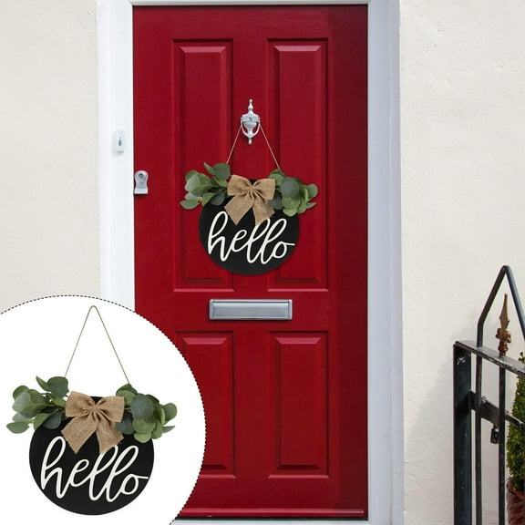 LEORX Hello Board Hanging Decor Black Plastic Door Pendant for Decoration Use Compact and Size 12 x 5.5 Inches