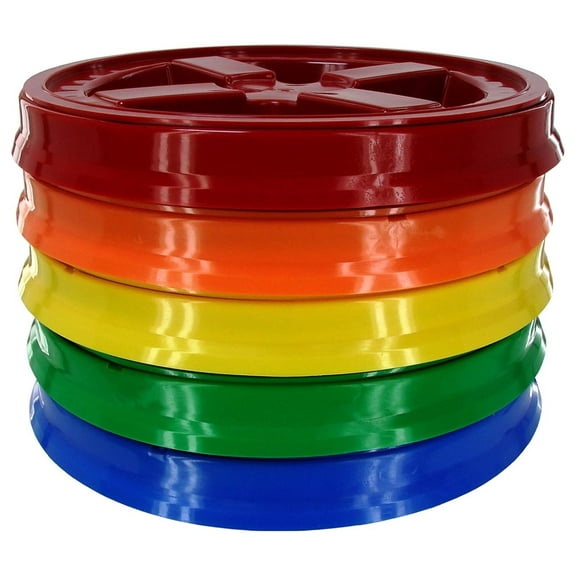 Seal Lid, Assorted Colors, 5 Pack - New! - Boxed! - 5 Gallon Bucket Lids (Fits 3.5, 5, 6, & 7 Gal.) Storage Container Lid by