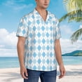 thumbnail image 5 of Goofa Blue and White Squares Hawaiian Shirt for Men, Unisex Summer Beach Casual Short Sleeve Button Down Shirts,Aloha Tropical Floral print shirt-Large, 5 of 9