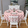 thumbnail image 2 of Red Strawberry Plants Pink Pattern Round Tablecloth 60"x60",Wrinkle Wipeable Table Cloth for Kitchen Dining Room Picnic Patio Party, 2 of 6