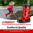 thumbnail image 4 of Puddle Play Waterproof Toddler and Little Kids Red Ladybug Rubber Rain Boots With Easy-On Handles - Size 8 Toddlers, 4 of 6