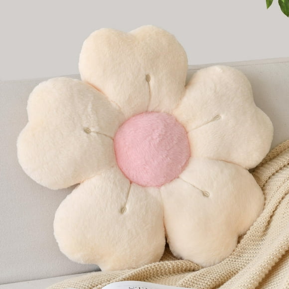 Almohada con forma de flor ZCNYCLAM, 38 cm, suave piel de conejo, color beige