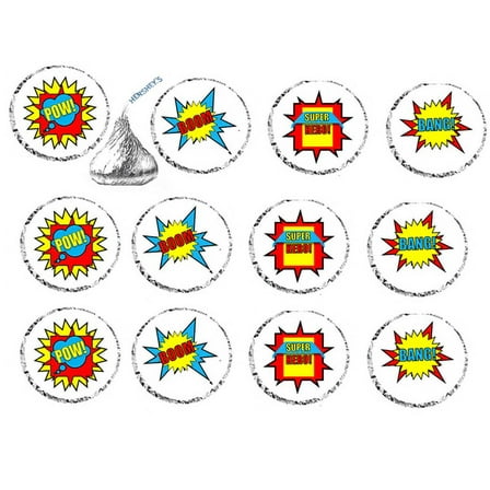 Boy's Super Hero Theme Party Supplies - 216ct Hersheys Kisses Stickers