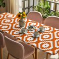 thumbnail image 3 of Orange White Geometric Table Cloths for 8 Foot Rectangle Tables, Modern Abstract Art Patio Waterproof Elastic Fitted Tablecloths, Washable Rectangular Table Cover for Camping, 3 of 8