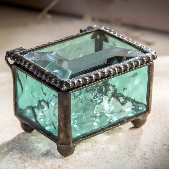 J Devlin Glass Art Small Ring Box, Glass, Turquoise
