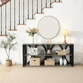 thumbnail image 3 of 3-Tier Industrial Console Table,70.87 inch, Narrow Entry Table Long Table with Storage for Entryway, Living Room, Foyer, Hallway, Black, 3 of 7