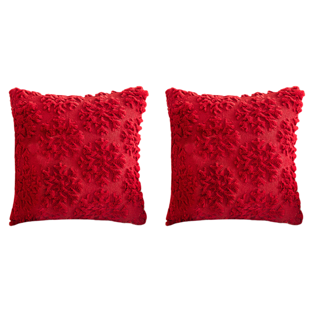 Fundas Almohada Navideñas Funda Decorativa Felpa Suave (copo Nieve) Color Rojo