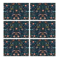 Pioneer Flower Floral Print Pattern Summer Placemats Table Placemats Set Of 6-Linen Kitchen Washable Placemats Table Mats 12x18 Inch Non-Slip Heat Resistant