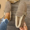 thumbnail image 4 of Pandaie Women's Winter Loafers Suede Fleece Lined Slip on Flats Shoes Buckle Snow Moccasins No Heel Casual Dressy Work Oxfords Khaki 6.5, 4 of 8