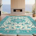 thumbnail image 2 of Design&I 8'x10' Ultra Soft Area Rug, Camper Vintage Teal Scroll Ornate Border Bathroom Accessories None Fluffy Washable Non Shedding for Bedroom Living Room Under Sectional, 2 of 7