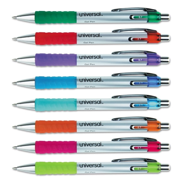 Universal 39725 0,7 Mm. Bolígrafo De Gel Retráctil De Agarre Medio Cómodo - Tinta Variada Y Colores De Barril (1 Juego)