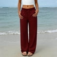 thumbnail image 2 of RFQWOVSR Women's Elastic Waistband Loose Fit Linen Pants with Pockets Casual Summer Beach Trousers XL, 2 of 5