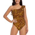 thumbnail image 4 of Daiia Golden Glitter Women's One Piece Swimsuits Personalized One Shoulder Swimwear Asymmetric Ruffle Bathing Suits-Medium, 4 of 8