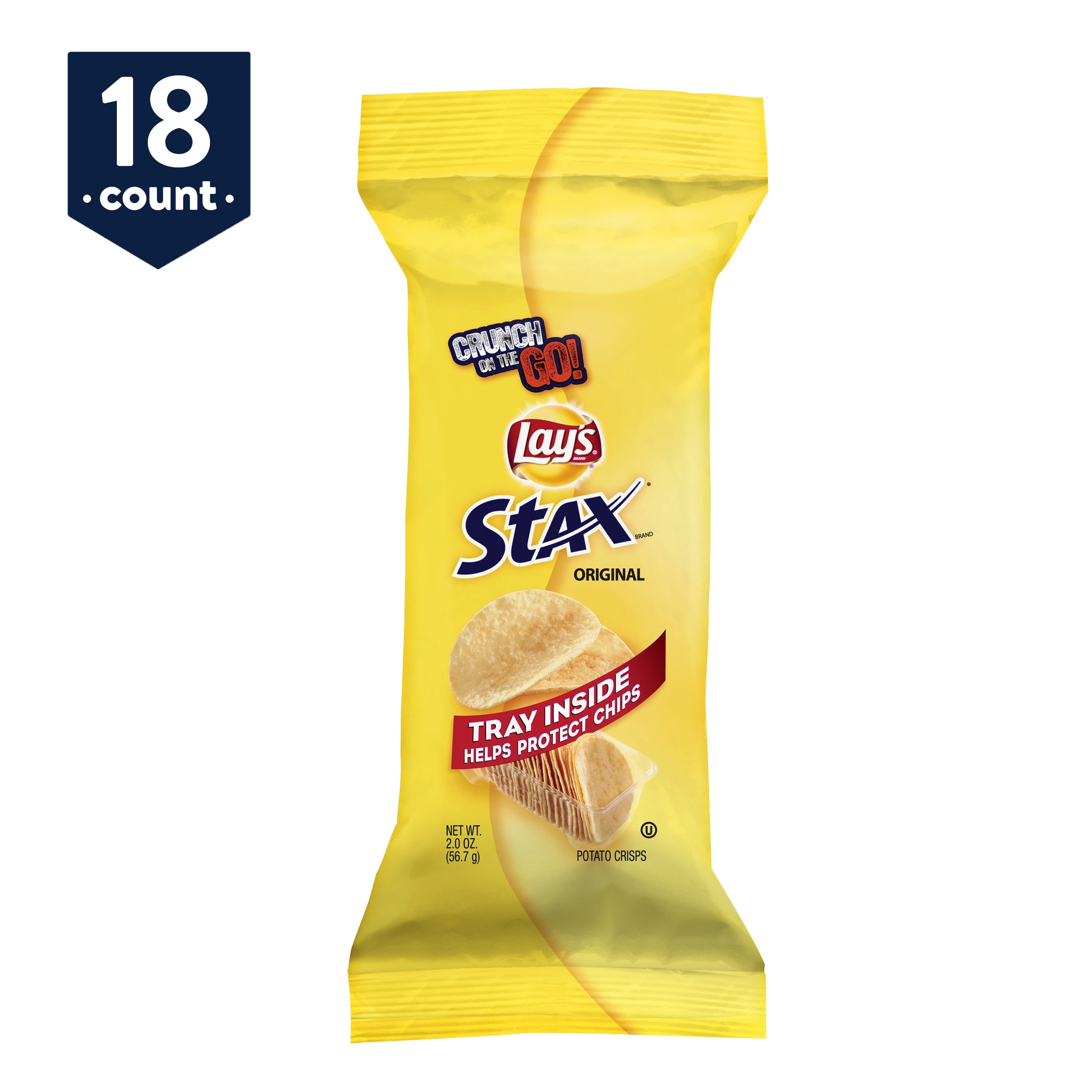 Lay's Stax Potato Crisps, Original, 2 oz Bags, 18 Count