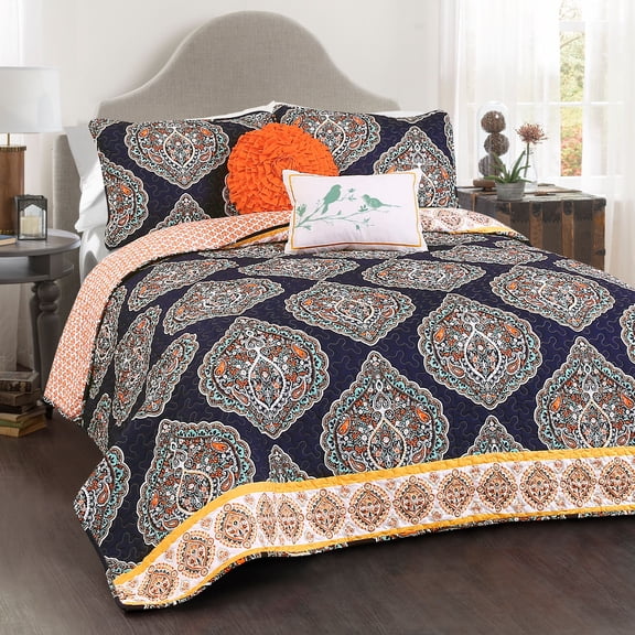 Lush Decor Harley Quilt Navy 5Pc Set Full/Queen