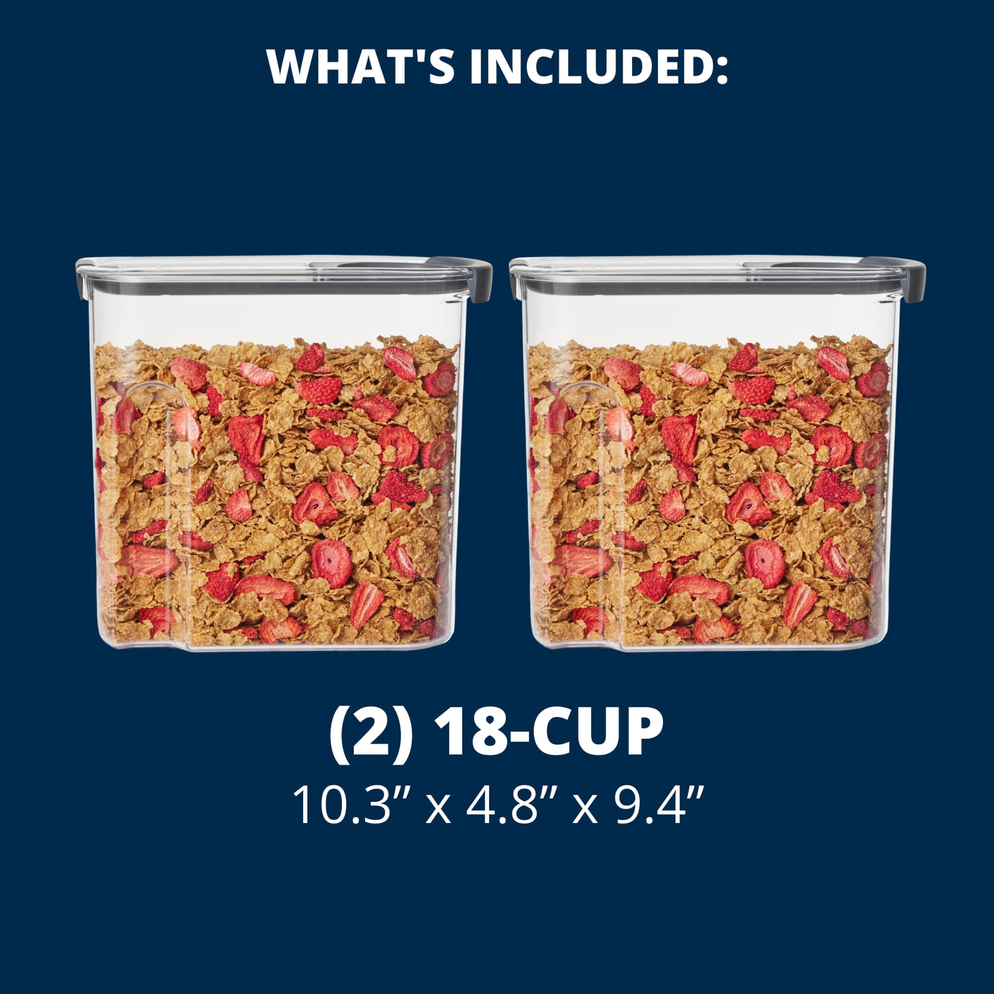 Rubbermaid Brilliance 18-Cup Pantry Cereal Keeper, 2 Pack
