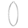 thumbnail image 5 of Wellingsale Ladies 14k White Gold Polished 3mm Diamond Cut Checkered Hoop Earrings (65mm Diameter), 5 of 7