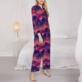 thumbnail image 3 of Lsque Retro Palms Pattern Long Sleeve Pajama Set for Women - Soft 2-Piece Sleepwear and Loungewear Set with Pockets, Comfy Nightwear-Medium, 3 of 7