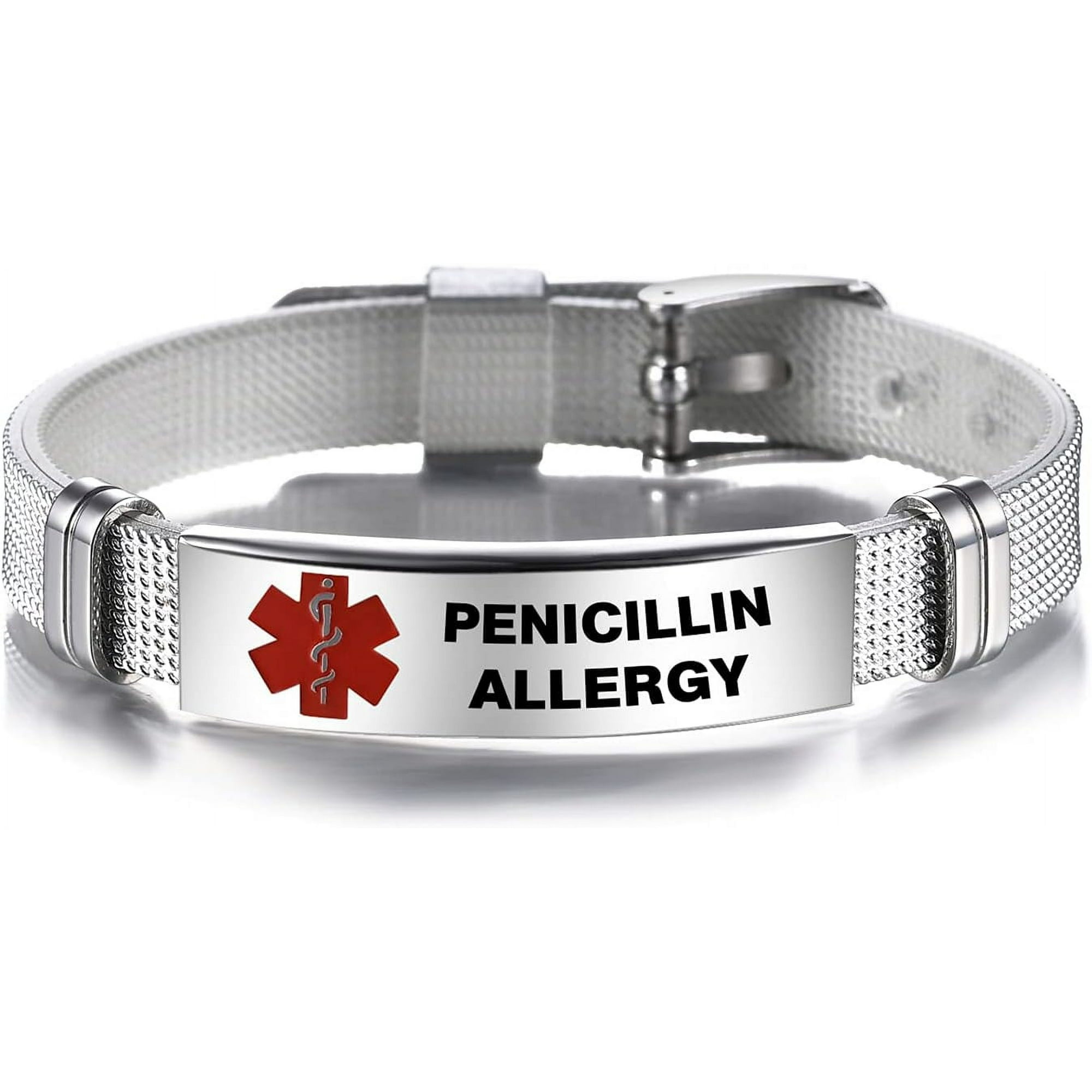 LAICAIW Red Medical Alert ID Bracelet for Women Mens Emergency