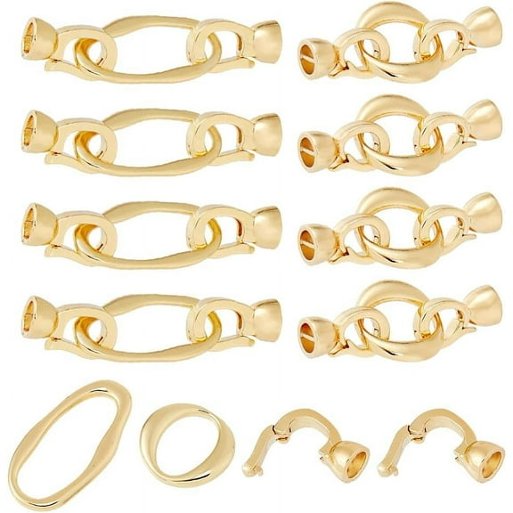 10pcs Bracelet Extender Fold Over Clasps 2 Styles Oval Claps Connector with Foldable Clasps 18K Gold Plated Brass Connector Clasps for Jewelry Making Bracelet Necklaces Women DIY Craft