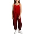 thumbnail image 5 of Taqqpue Girls Wide Leg Romper Spaghetti Strap Sleeveless Jumpsuit with Pockets Gradient Print Casual Outfit Clothes Lightweight Quick Dry Plus Size Trouser Pants for Girls Kids Size 5-14 Years, 5 of 9