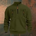 thumbnail image 5 of Men's Soild Color Quarter Zip Pullover, Mock Neck Fleece Sweatshirt with Zipper Chest Pocket, Casual Long Sleeve Lightweight Slim Fit Sweatshirt for Fall Winter Green XXL, 5 of 9