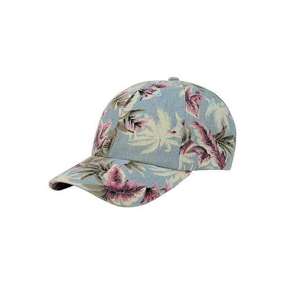 Top Headwear Denim Floral Print Cap - Light Blue